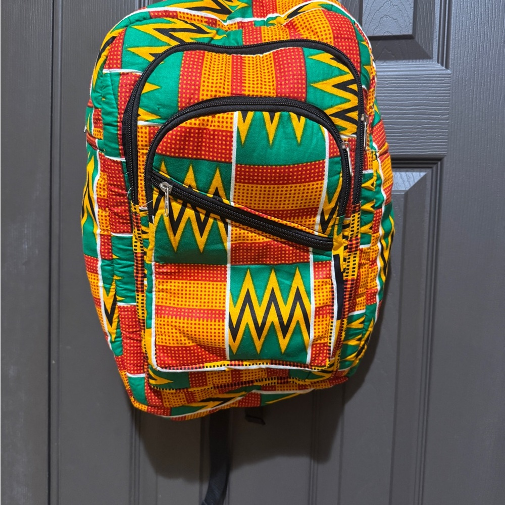 Colorful African Kente Cloth Patterned Backpack